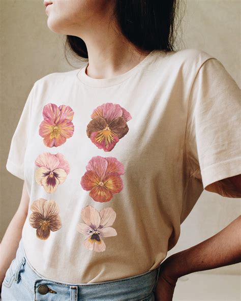 Pansy Shirt Floral Shirts Wildflower Shirt Pink Flower T Etsy