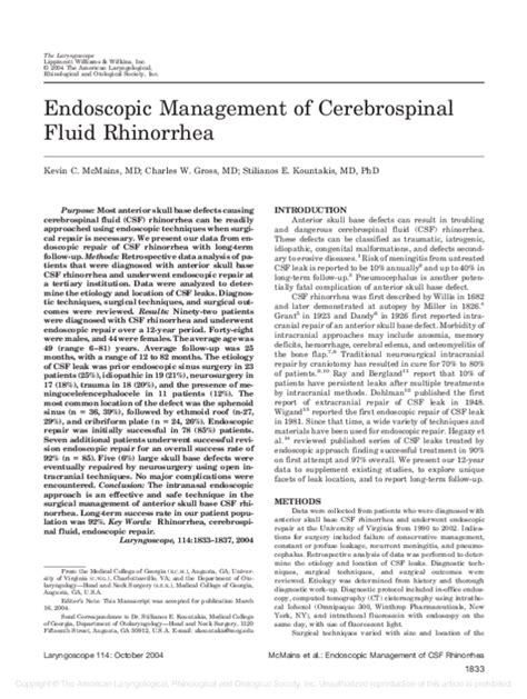 Pdf Endoscopic Management Of Cerebro Spinal Fluid Rhinorrhea Jitin Bajaj