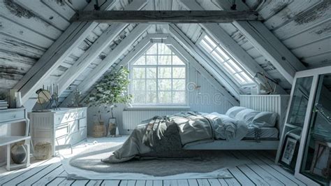 Scandinavian Style Attic Bedroom Interior, Cozy Interior in the Attic ...