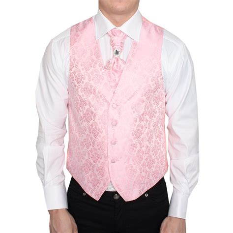 Buy Mens Wedding Paisley Waistcoats And Cravat Set In Pink