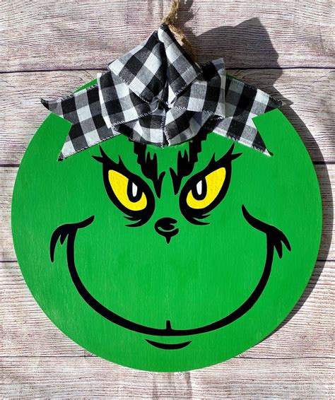 The Grinch Door Hanger Merry Grinchmas Christmas Door Wreaths The