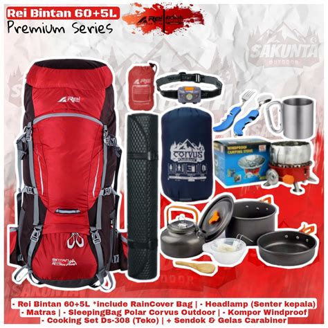 Jual Paket Hemat Alat Pendakian Gunung Carrier REI Arei Bintan 60 5L