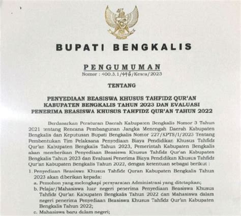 Kabar Gembira Pemkab Bengkalis Buka Pendaftaran Penerimaan Beasiswa