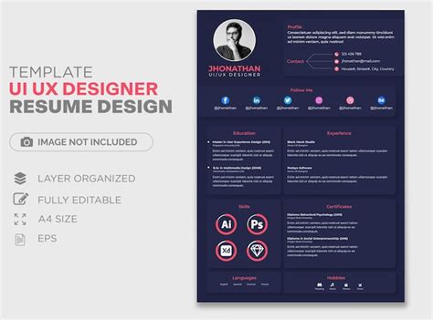 Premium Vector Ui Ux Designer Resume Template