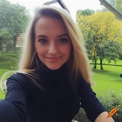 Blond Woman With A Cheerful Smile In A Selfie On Craiyon