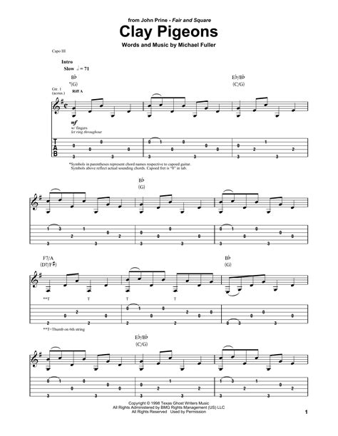 John Prine "Clay Pigeons" Sheet Music PDF Notes, Chords | Pop Score ...