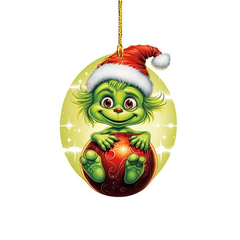 Tking Fashion Fall Decor Grinch Gri Nch Pendant 8cm Creative Xmas Flat Hanging Ornament