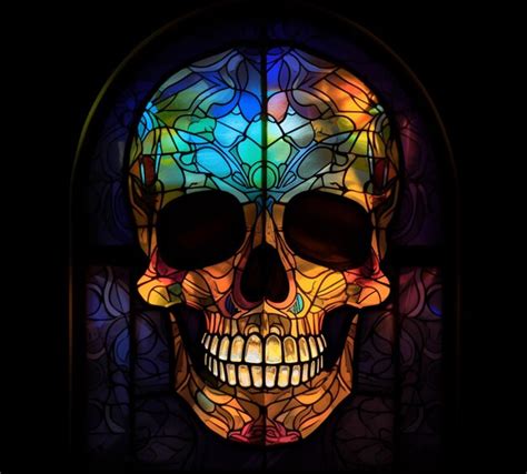 Premium Photo A Close Up Of A Stained Glass Skull With A Black