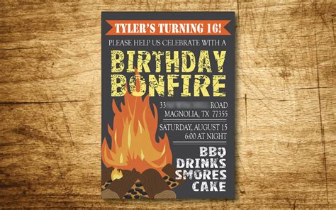 Bonfire Birthday Party Invitation - Etsy