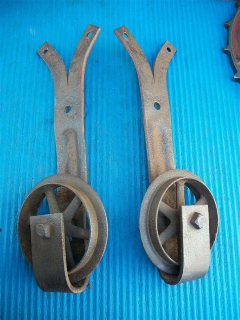 Pair Vintage Barn Door Hanging Track Rollers Vintage Stall Door Antique