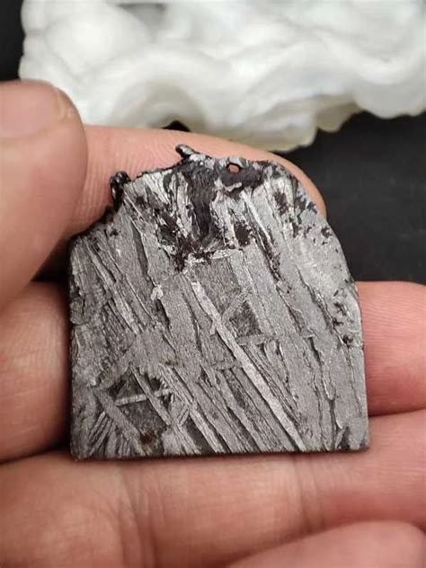 China XJ Altay Iron Meteorite Slice Sample With Part Of Fusion Crust