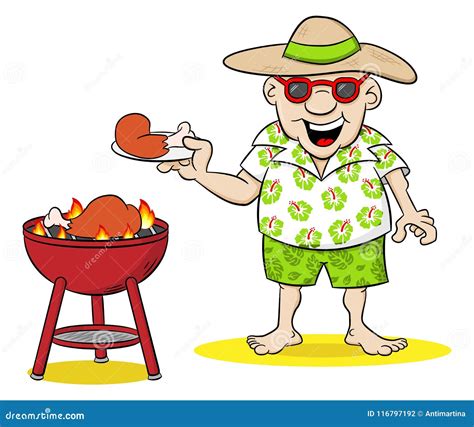 Cartoon Man Having A Barbecue Stock Image Cartoondealer