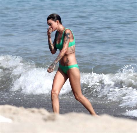 Ruby Rose In Green Bikini Gotceleb