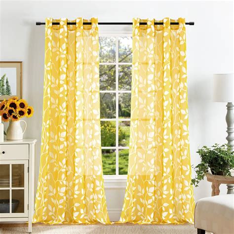 Amazon Xtmyi Yellow Ivy Leaf Boho Curtains Inch Length Bundle