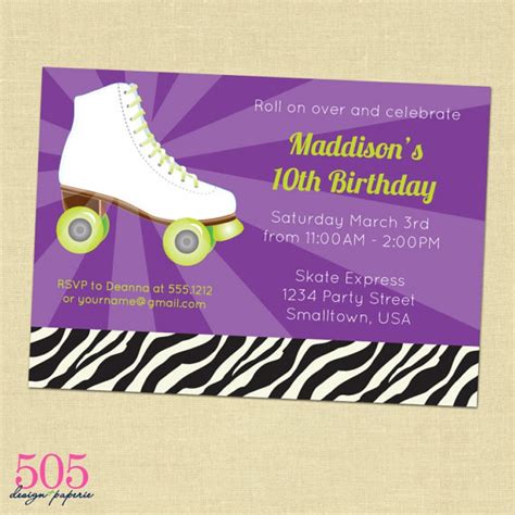 Roller Skating Birthday Invitations Free Printable Printable Templates