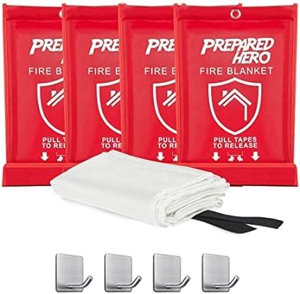 Amazon Prepared Hero Emergency Fire Blanket 4 Pack 4 Hooks