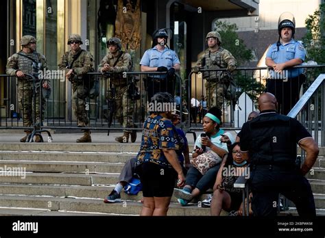 Philadelphia Police Alongside Pennsylvania National Guard Troops Guard