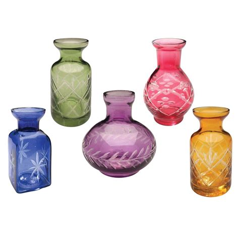 Art And Artifact Mini Vases For Flowers Small Glass Vases Clear 5 Vase Set Single Bud Vases For