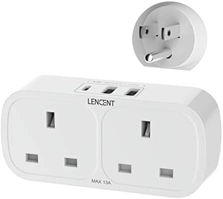 Uk To Us Usa Plug Adaptor With Type C And Usb Ports Lencent