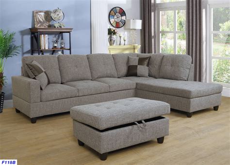 ASHEY Furniture - L Shape Sectional Sofa Set with Storage Ottoman ...