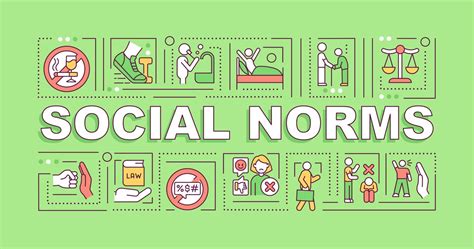 Social Norms Word Concepts Banner Community Culture Rules Infographics With Linear Icons On