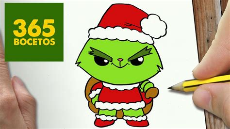 COMO DIBUJAR UN GRINCH PARA NAVIDAD PASO A PASO Dibujos Kawaii