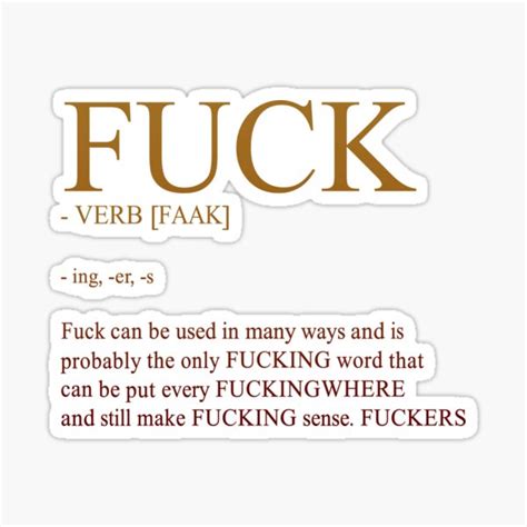 Fuck Definition Sticker For Sale By SlayingLover Redbubble