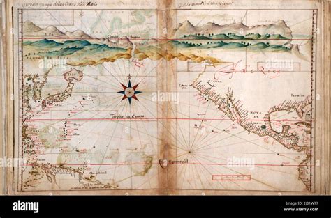 Portuguese Navigational Map Of The North Pacific 1630 Stock Photo Alamy