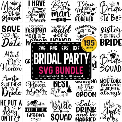 Bridal Party Svg Bundle Bachelorette Shirt Svg Wedding Svg Etsy