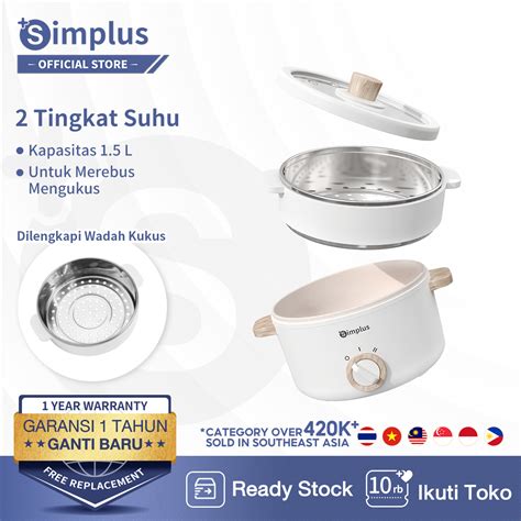 Simplus Panci Listrik Serbaguna Panci Elektrik Steamer Low Watt Lapisan