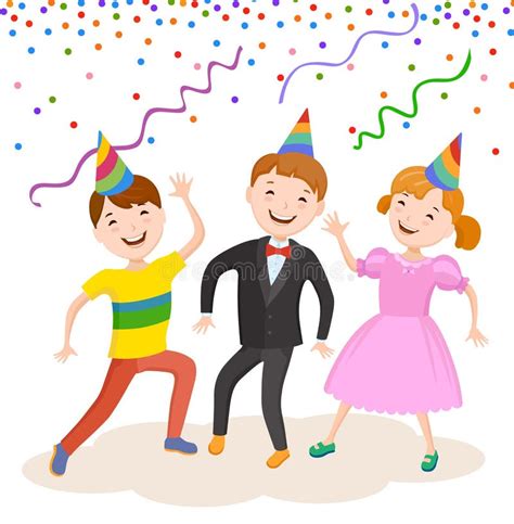 Celebrating The Birthday Cute Cartoon Boy Stock Illustration