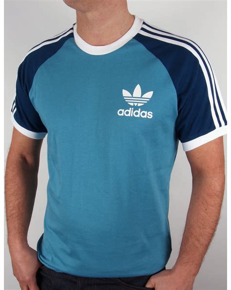 Adidas Originals Retro Stripes T Shirt Sea Blue Navy Blue California Tee