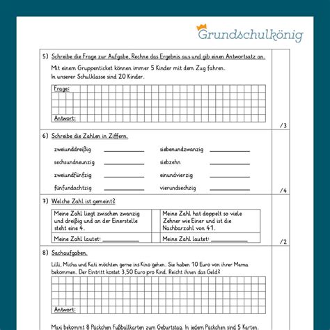 Mathe 2 Klasse Zwei Proben Grundrechenarten Einmaleins Und Sachaufgaben