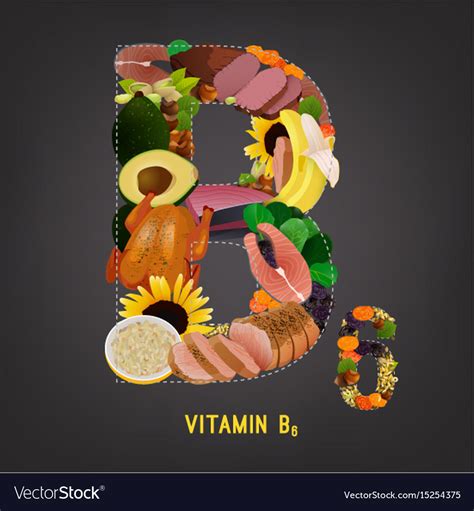 Vitamin b6 foods Royalty Free Vector Image - VectorStock