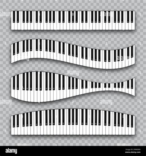 Realistic Piano Keys Collection Musical Instrument Keyboard On