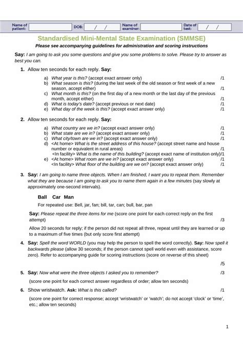 Pdf Standardised Mini Mental State Examination Smmse Tool Dokumen