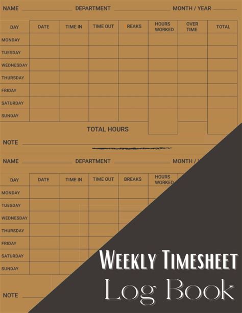 Amazon Weekly Timesheet Logbook Work Hours Log Log Book To