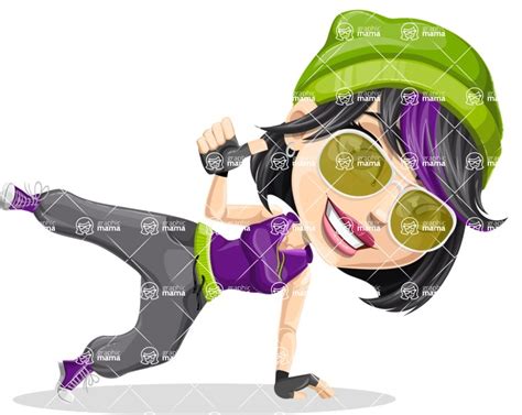 Female Hip Hop Dancer Cartoon Vector Character Sunglasses 2 Graphicmama