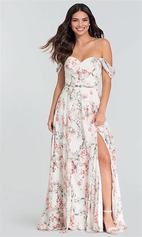 Floral Print Chiffon Kleinfeld Bridesmaid Dress Floral Bridesmaid