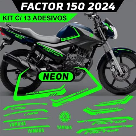 Adesivo Yamaha Factor 150 2024 Verde Neon Mod 1 Parcelamento Sem Juros