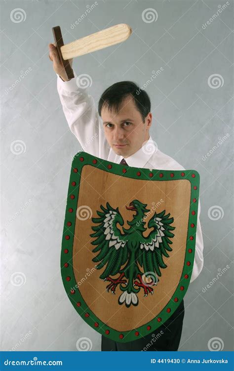 Man With Sword And Shield Stock Photo Image Of Fight 4419430