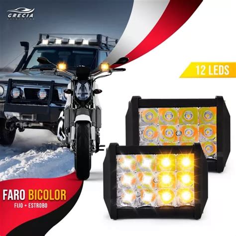 Par Faro Led Dually Fijo Con Estrobo Bicolor Auto Moto Mercadolibre