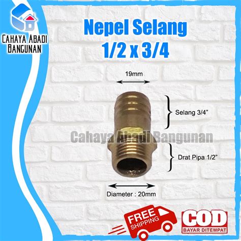 Jual Nepel Selang 1 2 X 3 4 Inch Drat Luar Kuningan Sambungan Hose