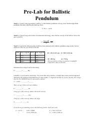 PreLab Ballistic Pendulum Pdf Pre Lab For Ballistic Pendulum Task 1