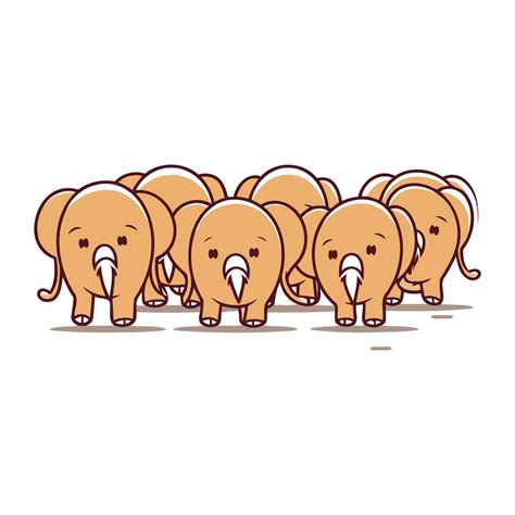 Cartoon Vector Illustration Of Cute Elephants Standing In A Row And Smiling 32924523 Vector Art