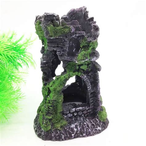 Resin Castle Watchtower Ruins Aquarium Ornaments Fish Tank Decorations