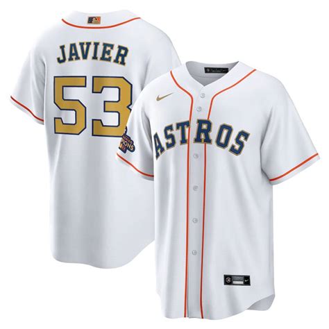 Houston Astros 53 Cristian Javier Whitegold Mens 2023 Gold