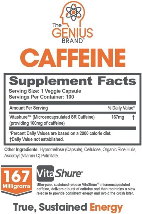 Buy Genius Caffeine Extended Release Microencapsulated Caffeine Pills