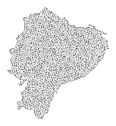 Polygonal 2d Mesh High Detail Raster Map Of Ecuador Abstractions Stock