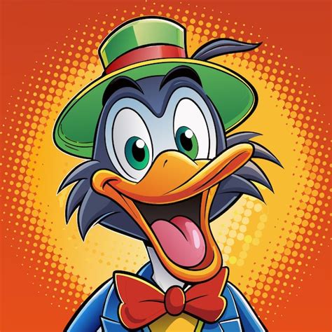 Una Caricatura De Un Pato Con Un Sombrero Con Un Sombreiro Verde